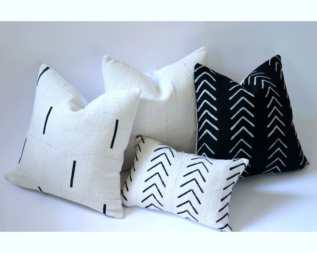 Black and White Mudcloth Lumbar Pillow Covers, Boho Lumbar Pillows 12x18 12x21 14x36 A003 Etsy