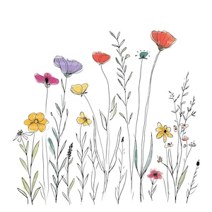24 Disegni di fiori selvatici Clipart, Download digitale, Clipart acquerello stampabile, Lavori di carta, Fiori colorati, JPG di alta qualità, Junk Journal