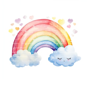 12 cliparts arc-en-ciel de chambre d'enfant, téléchargement numérique, clipart aquarelle imprimable, créations en papier, haute résolution, haute qualité JPG, Junk Journal