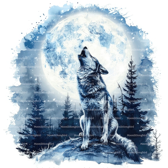水彩画「雪原のオオカミ」 水彩画「雪原のオオカミ」 水彩画 森のオオカミ 絵画 makochin