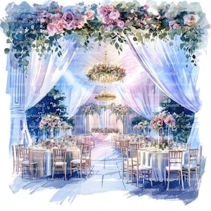 11 imágenes prediseñadas de lugares de boda elegantes, descarga digital, imágenes prediseñadas de acuarela imprimibles, artesanías de papel, boda romántica de lujo, diario basura