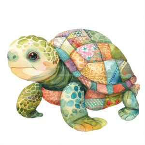 10 Patchwork Turtle Clipart, Digital Download, Printable Watercolor ...