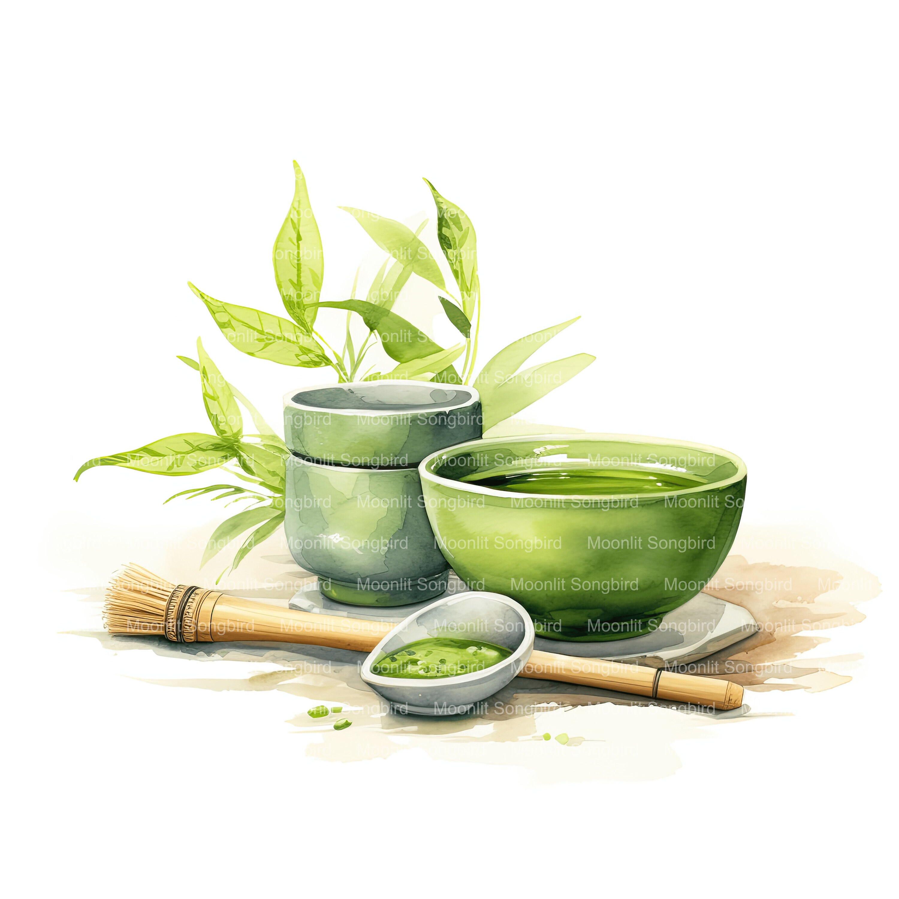 Matcha Tea Craft 10 Matcha Tea Ceremony Clipart, Digital Download, Printable Watercolor ...