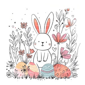 12 Easter Bunny Drawings Clipart, Digital Download, Printable Watercolor Clipart, Paper Crafts, Easter Eggs, High Quality JPG, Junk Journal