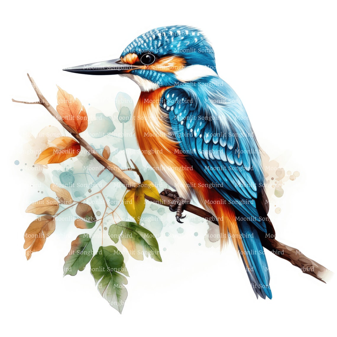 14 Kingfisher Bird Clipart, Digital Download, Printable Watercolor Clipart, Paper Crafts, High ...