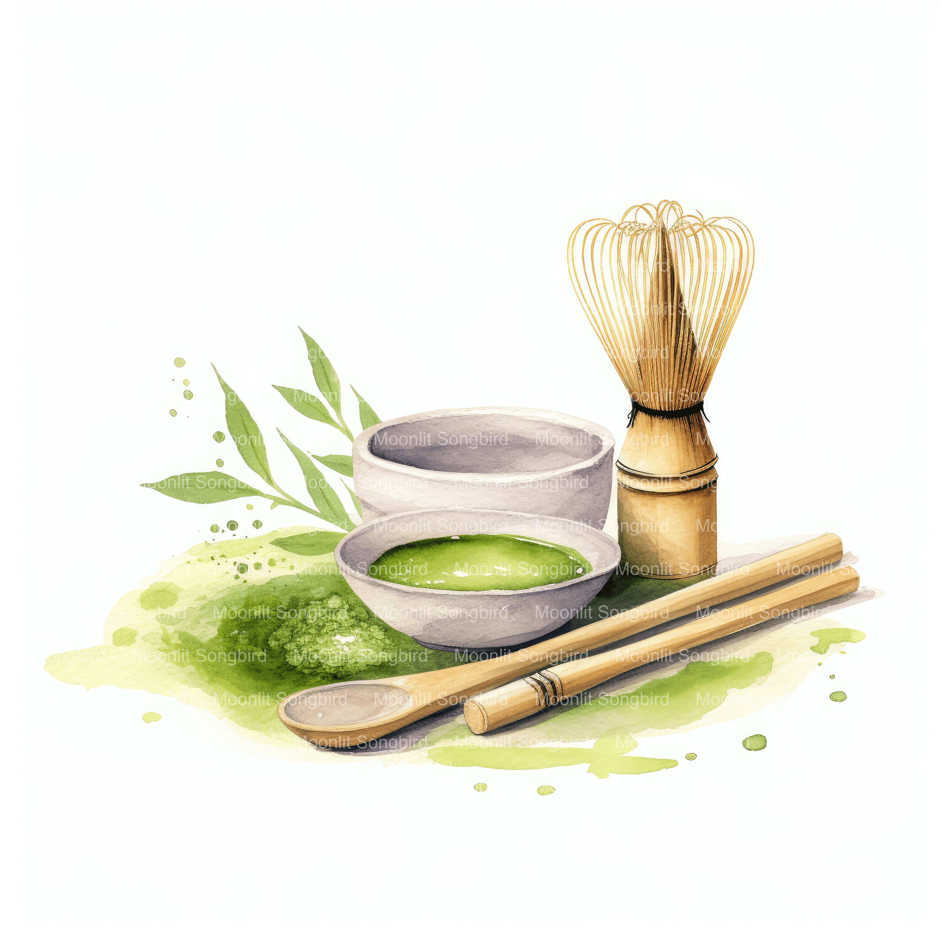 Matcha Tea Craft 10 Matcha Tea Ceremony Clipart, Digital Download, Printable Watercolor ...