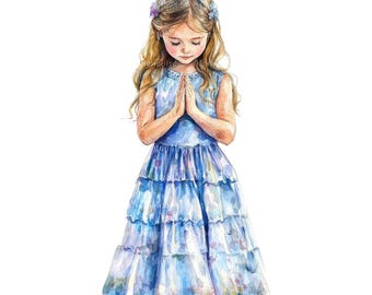 10 Praying Girl Clipart, Digital Download, Christian Girl Praying