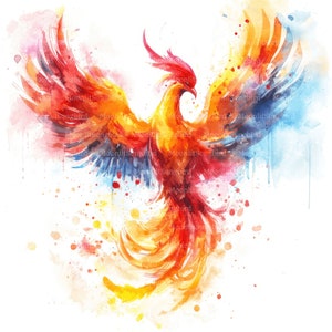 11 Clipart phoenix aquarelle, téléchargement numérique, images imprimables de l'oiseau de feu, créations en papier, oiseau mythologique, JPG haute qualité, journal indésirable