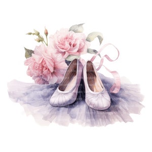 10 balletschoenen en tutu clipart, digitale download, afdrukbare aquarel, papierkunst, hoge resolutie, hoge kwaliteit JPG, junk Journal