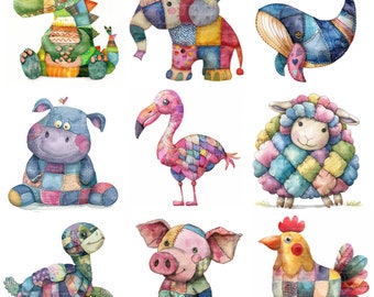 25 Patchwork Animals Clipart (images Only!) Digital Download, Printable ...