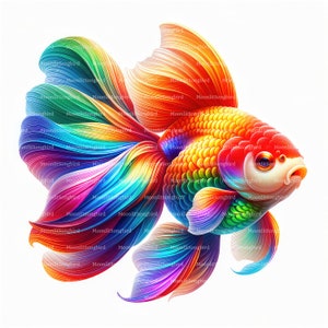 10 regenboog goudvis clipart, digitale download, afdrukbare aquarel clipart, papier ambachten, kleurrijke vissen, kleuren, goudvis JPG, junk Journal