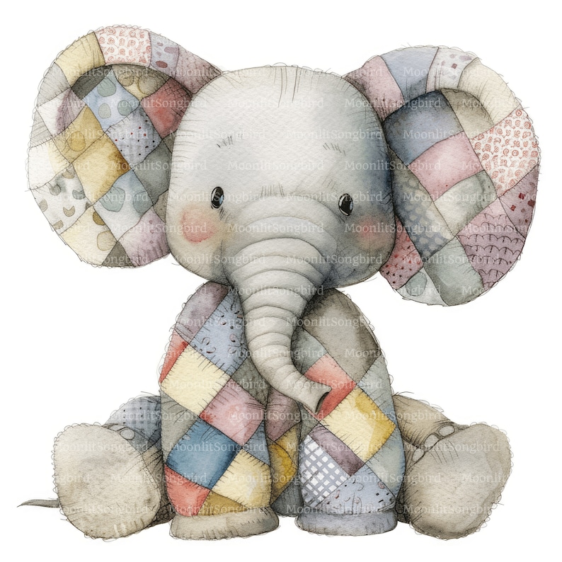 14 Patchwork Elephant Clipart (images Only!) Digital Download ...