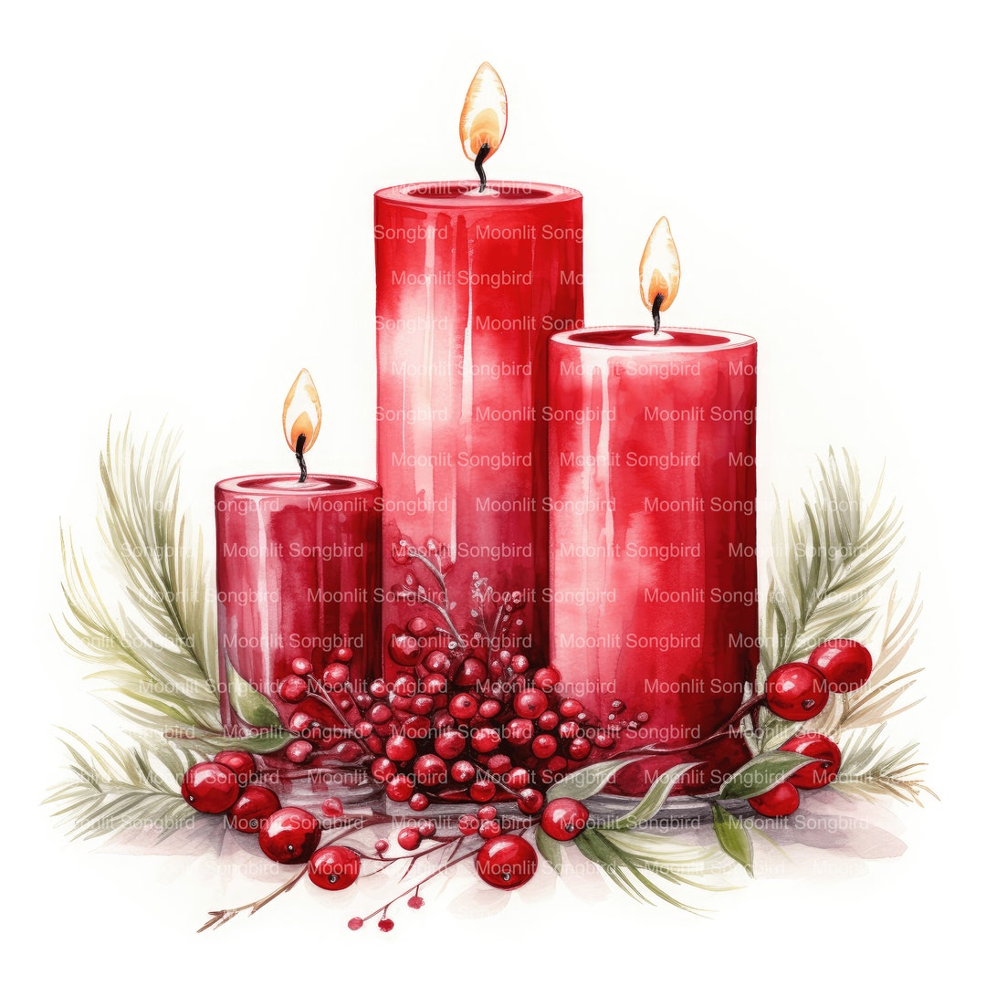 12 Rode Kerstkaarsen Clipart Digitale Download Afdrukbare Aquarel 12 Rode Kerstkaarsen Clipart Digitale Download Afdrukbare Aquarel
