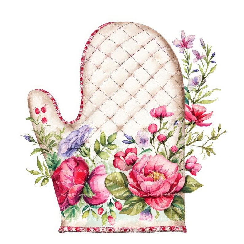 18 Floral Oven Mitts Clipart, Digital Download, Printable Watercolor ...