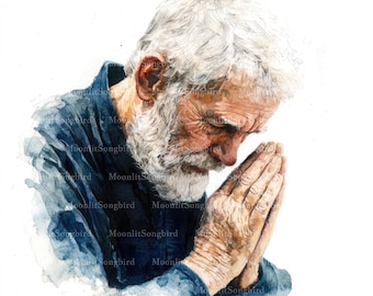 16 Old Man Praying Clipart, Digital Download, JPG, Praying Old Man, Christian Old Man, Christian Man, Senior Man in Prayer, Christian Images