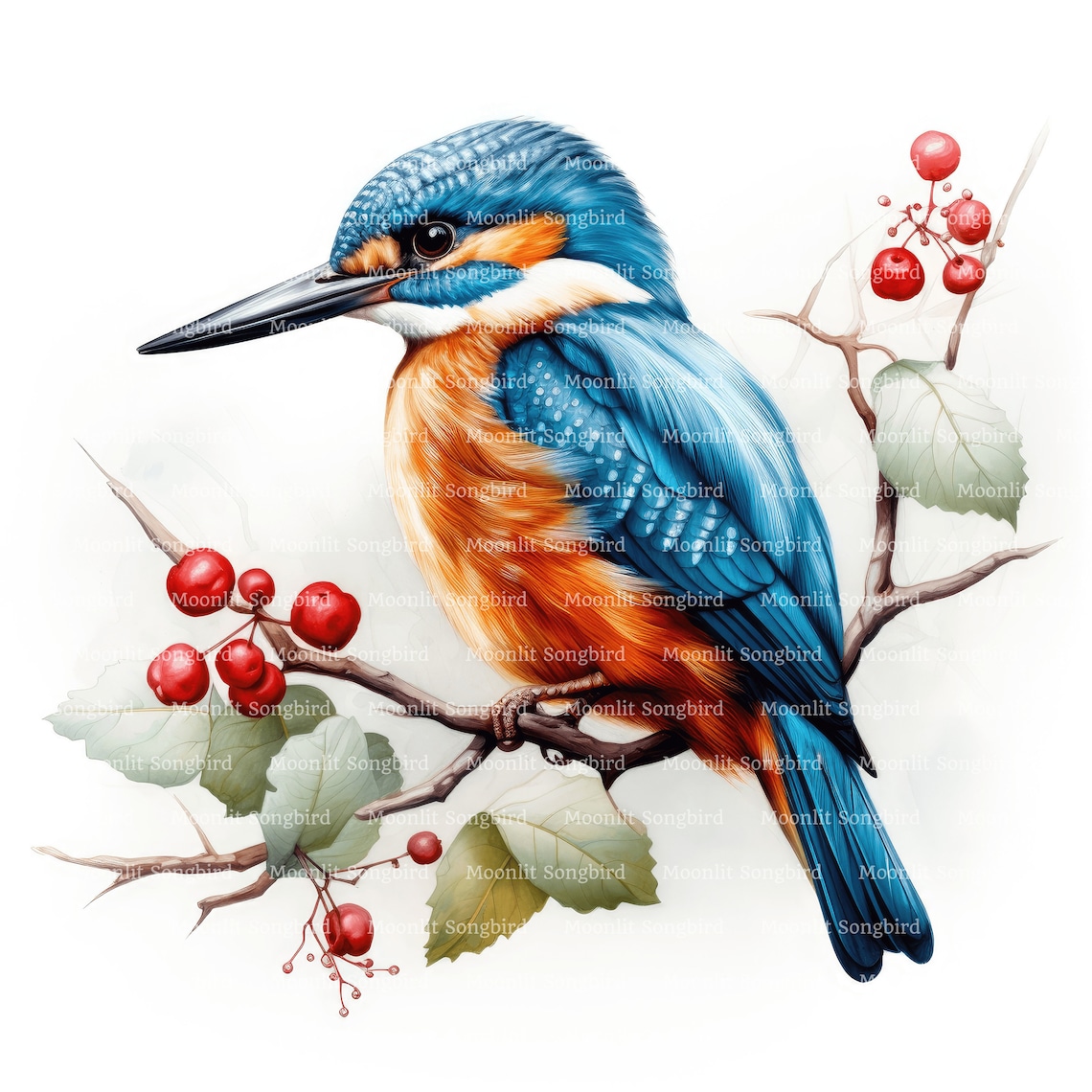 14 Kingfisher Bird Clipart, Digital Download, Printable Watercolor Clipart, Paper Crafts, High ...