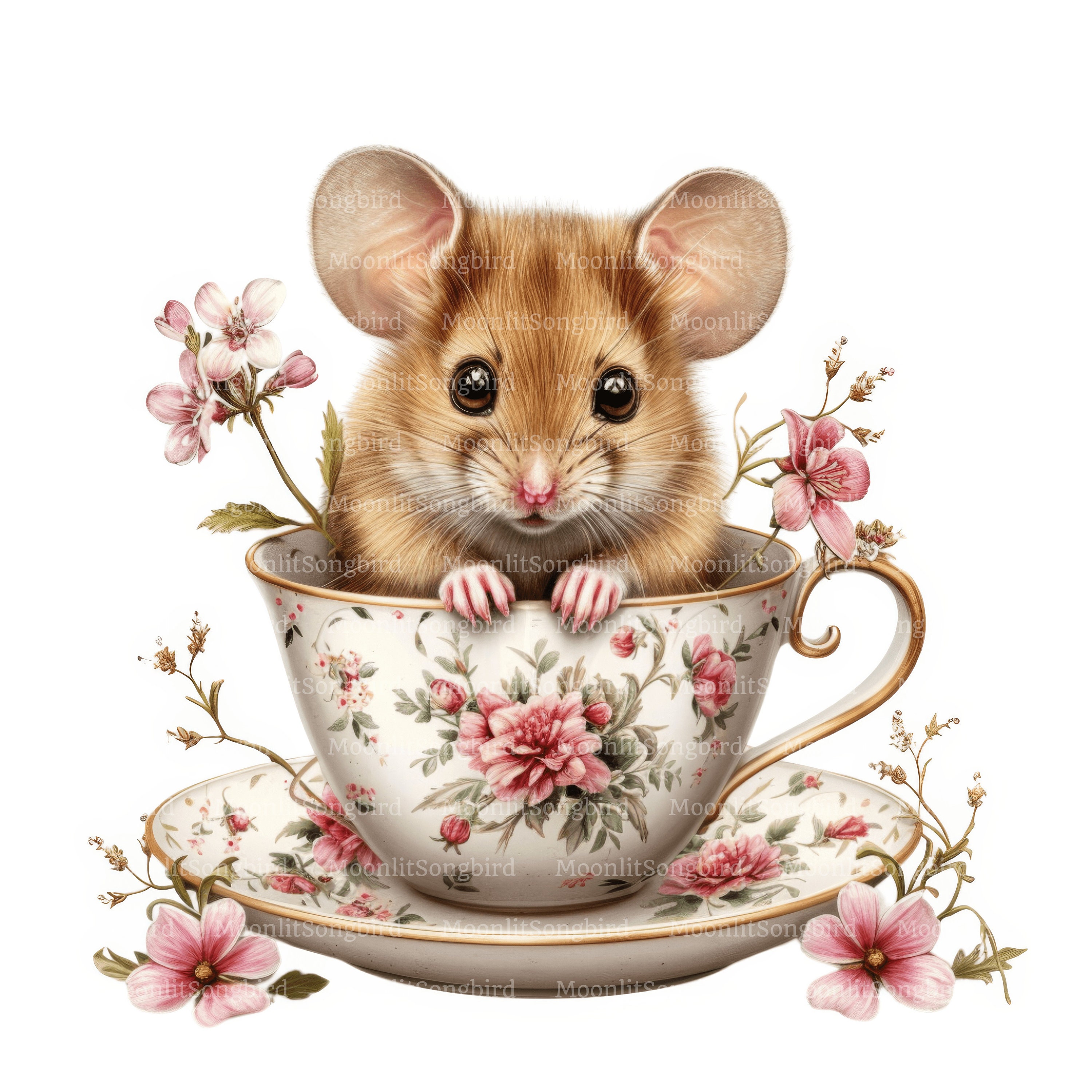 Mouse In Teacup 12 Mouse in Teacup Clipart, Digital Download, Printable Watercolor ...