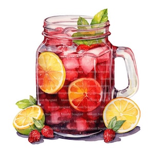 10 Clipart di Sangria, Download Digitale, Acquerello Stampabile, Bevande Alcoliche, Carta Artistica, Alta Risoluzione, JPG di Alta Qualità, Junk Journal
