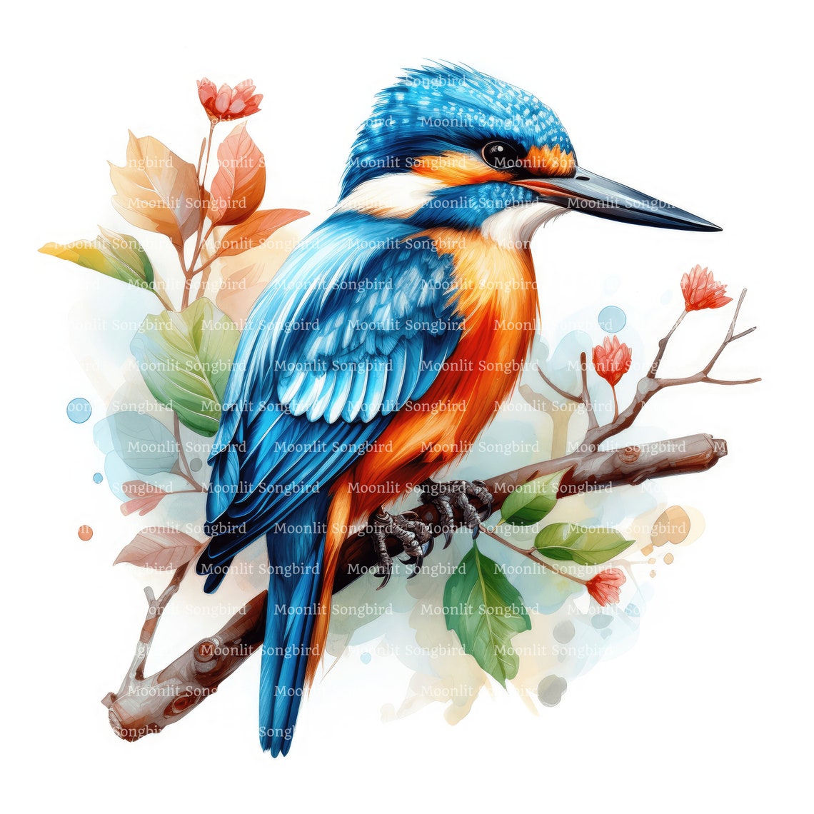 14 Kingfisher Bird Clipart, Digital Download, Printable Watercolor Clipart, Paper Crafts, High ...