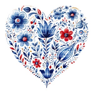 15 clipart di cuori di arte popolare, download digitale, clipart acquerello stampabile, artigianato di carta, alta risoluzione, JPG di alta qualità, diario spazzatura