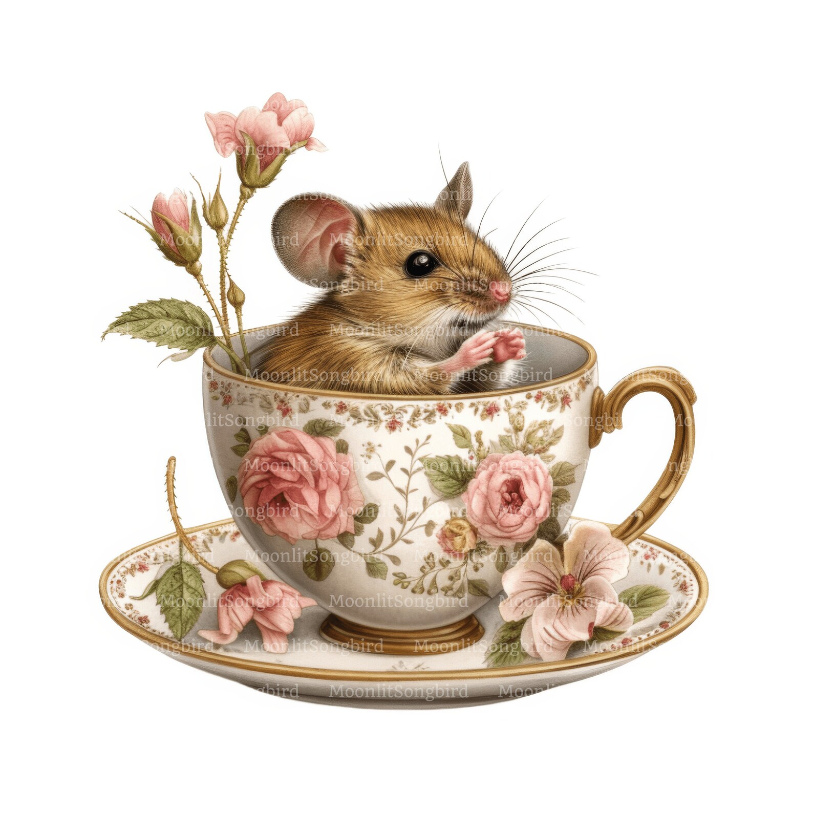 Mouse In Teacup 12 Mouse in Teacup Clipart, Digital Download, Printable Watercolor ...