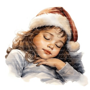 10 Clipart di sogni di Natale per ragazze, download digitale, acquerello stampabile di Natale, lavoretti di carta, alta risoluzione, JPG di alta qualità, diario spazzatura