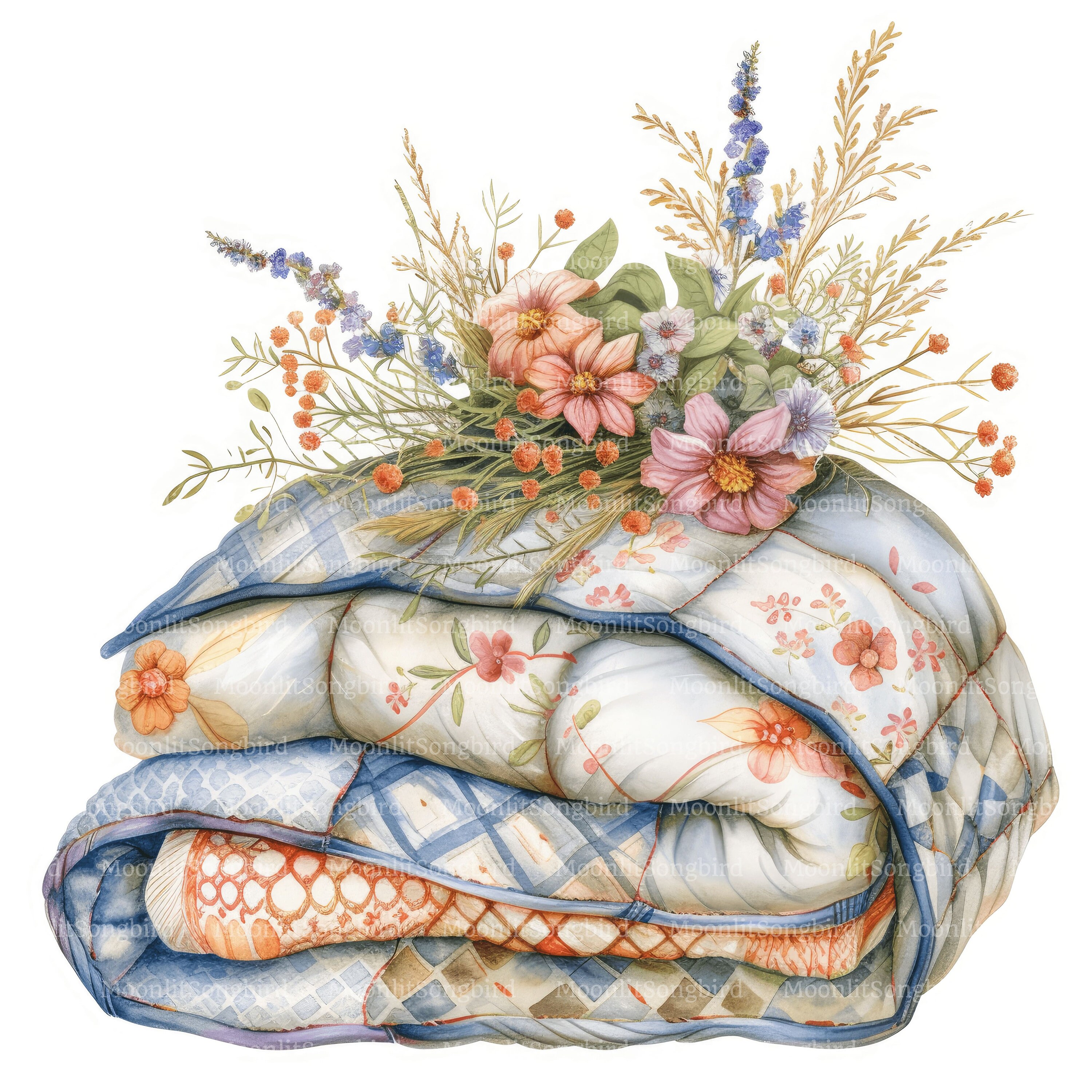 14 Quilted Blanket Scenes, Patchwork Clipart, Digital Download ...