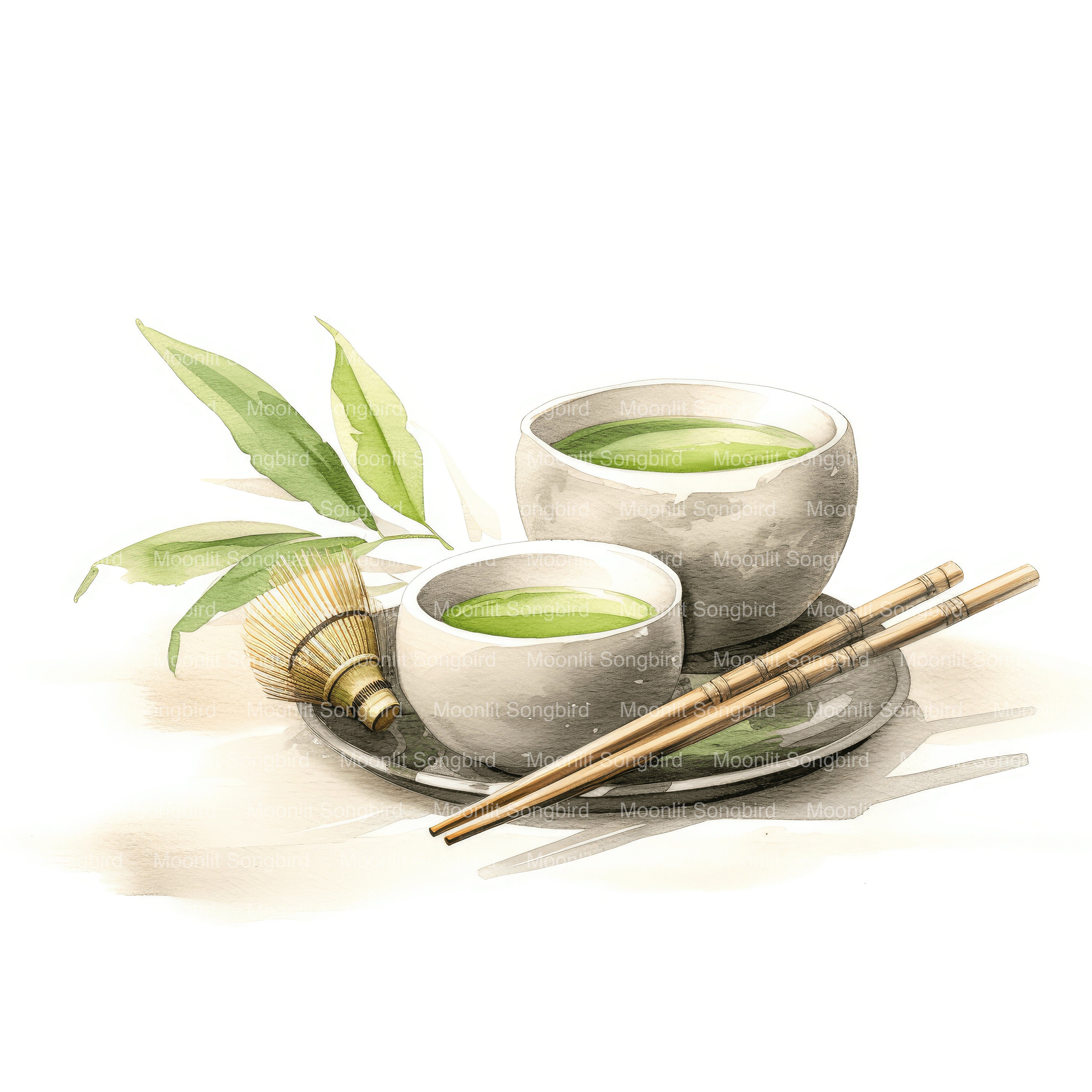 Matcha Tea Craft 10 Matcha Tea Ceremony Clipart, Digital Download, Printable Watercolor ...
