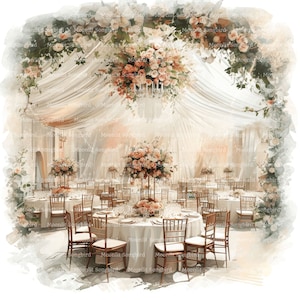 12 hermosos lugares para bodas, imágenes prediseñadas, descarga digital, acuarela imprimible, manualidades de papel, romántico, amor, clásico, JPG de calidad, diario basura