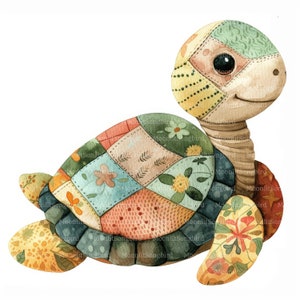 10 Patchwork Turtle Clipart, Digital Download, Printable Watercolor ...