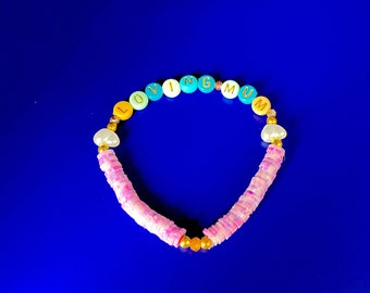 Bracelet de perles Heishi de couleur lilas, perles multicolore personnalisées