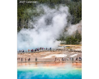 Yellowstone 2027 Wall Calendar – Geysers, Wildlife, Landscapes Photography