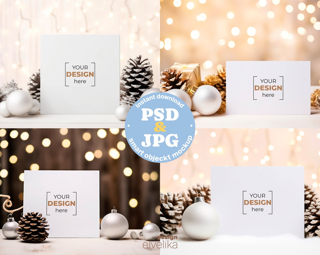 Greetings Card Mockup Bundle Card Mockup Rustic Mockup Festive Holiday Season Greetings Card JPG