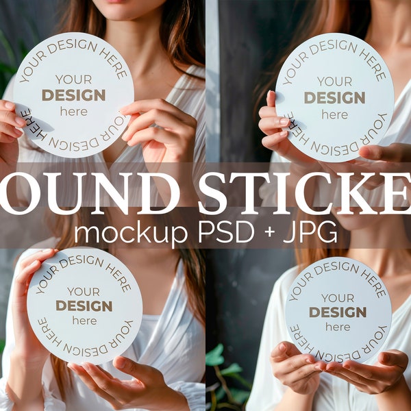 Sticker Holding Mockup Decal Sticker template pack decal sticker mock up, Die cut round sticker envelope gift tag mockup PSD template