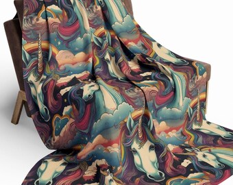 Vintage Unicorn Print Blanket: Cozy Winter Throw