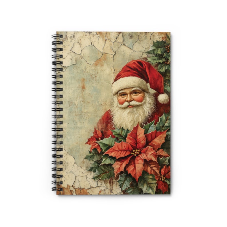 Vintage Christmas Print Spiral Notebook Ruled Line, Journal, Diary