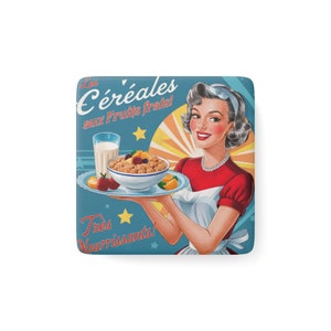 Vintage Advertising Poster Porcelain Magnet, Square - Retro Kitchen Decor, Unique Fridge Magnet, Gift for Magnet Collector, Memorabilia