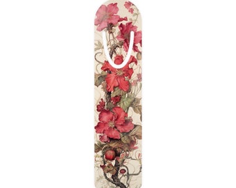 Vintage Red Flower Print Bookmark: Literary Gift
