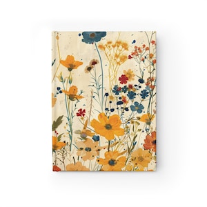 Journal Vintage Pressed Flower - Ruled Line or Blank, Notebook, Diary, Writing or Sketching Pad, Nature Lover Gift, Flower Journal