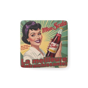 Vintage Advertising Poster Porcelain Magnet, Square - Retro Kitchen Decor, Unique Fridge Magnet, Gift for Magnet Collector, Memorabilia