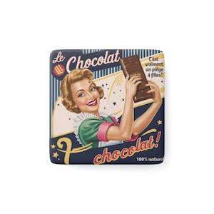 Imán de póster publicitario vintage, cuadrado, decoración de cocina retro, imán de porcelana exclusivo para refrigerador, regalo para coleccionistas de imanes, recuerdos