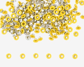 3mm Yellow Eyelets (200 PCS) - 1/8" Small Grommets for Scrapbooking, Cards, Arts & Crafts, DIY Album, Clothing, Luggage, Wedding, Birthday