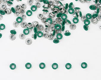 3mm Green Eyelets (200 PCS) - 1/8" Small Grommets for Scrapbooking, Cards, Arts & Crafts, DIY Album, Clothing, Luggage, Wedding, Birthday