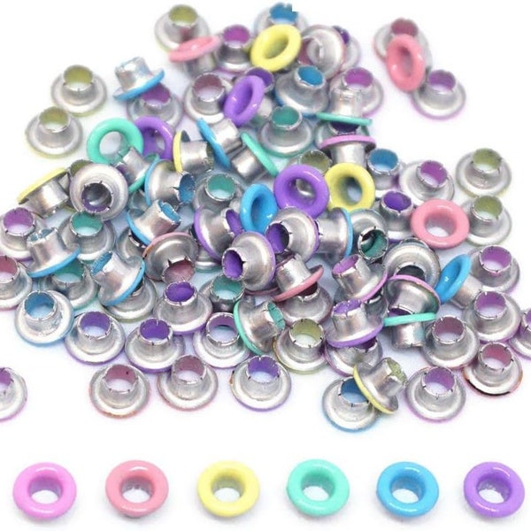 84 PCS 3mm/1/8" Quicklet Eyelets-Scrapbooking DIY Album Paper Craft (Pastel)