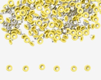 3mm Light Yellow Eyelets (200 PCS) - 1/8" Small Grommets for Scrapbooking, Cards, Arts & Crafts, DIY Album,Clothing,Luggage,Wedding,Birthday