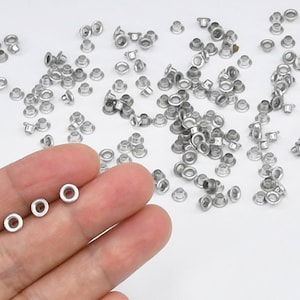 3mm Silver Eyelets 200 PCS 1/8 Small Grommets for Scrapbooking, Cards, Arts & Crafts, DIY Album, Clothing, Luggage, Wedding, Birthday image 2