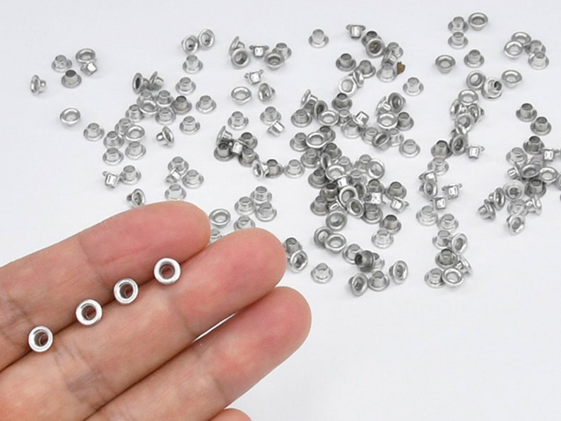 3mm Silver Eyelets 200 PCS 1/8 Small Grommets for Scrapbooking, Cards, Arts & Crafts, DIY Album, Clothing, Luggage, Wedding, Birthday image 2