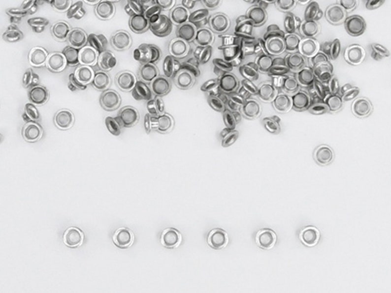 3mm Silver Eyelets 200 PCS 1/8 Small Grommets for Scrapbooking, Cards, Arts & Crafts, DIY Album, Clothing, Luggage, Wedding, Birthday image 1