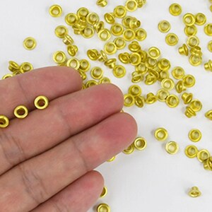 3mm Gold Eyelets 200 PCS 1/8 Small Grommets for Scrapbooking, Cards, Arts & Crafts, DIY Album, Clothing, Luggage, Wedding, Birthday image 2