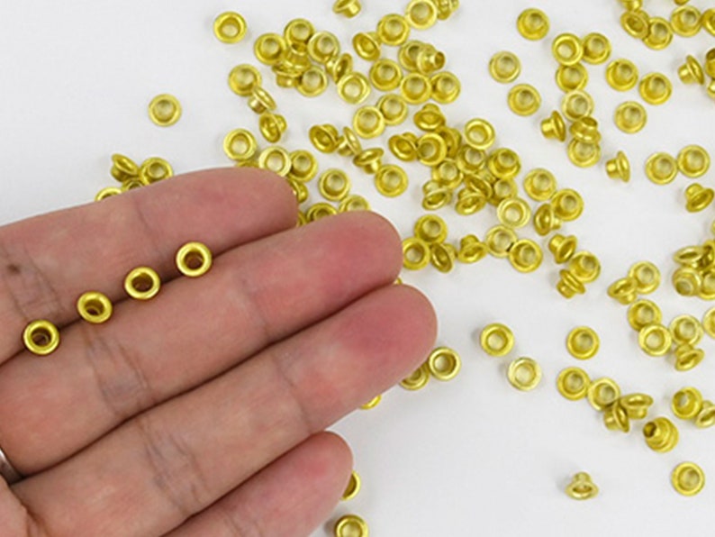 3mm Gold Eyelets 200 PCS 1/8 Small Grommets for Scrapbooking, Cards, Arts & Crafts, DIY Album, Clothing, Luggage, Wedding, Birthday image 2